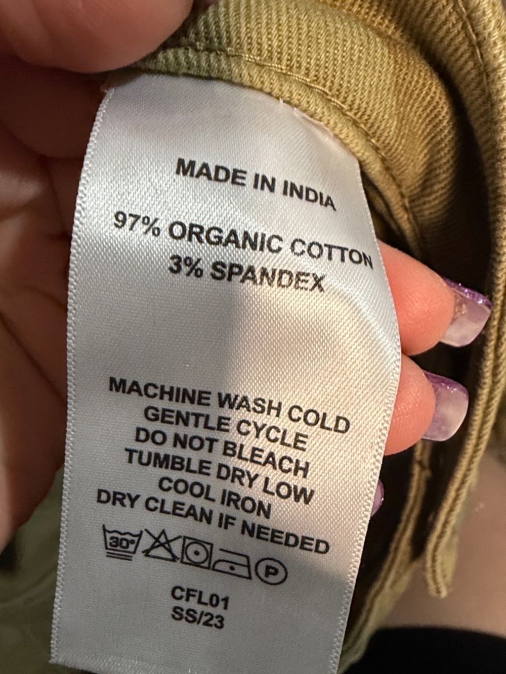 Quince Olive Green 97% organic cotton wide leg Pants size 29 - Picture 4 of 5